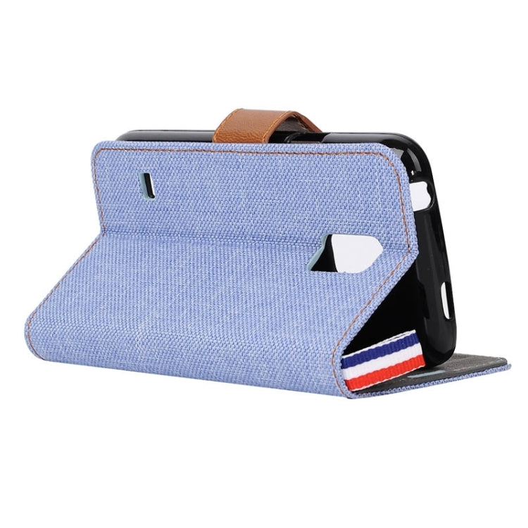 Denim Texture Horizontal Flip Leather Case with Card Slots & Holder & Lanyard for Galaxy S5 Mini / G800