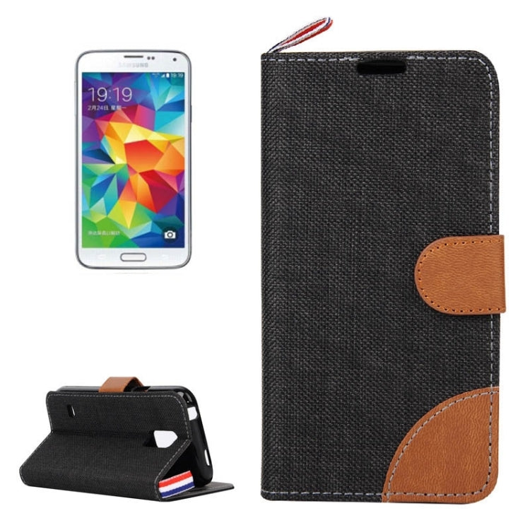 Denim Texture Horizontal Flip Leather Case with Card Slots & Holder & Lanyard for Galaxy S5 / G900