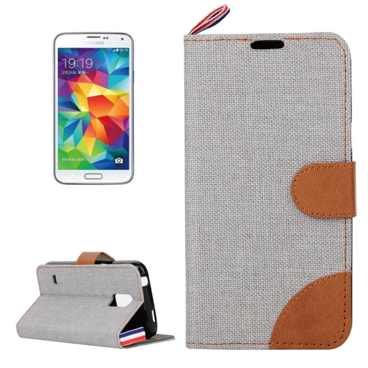Denim Texture Horizontal Flip Leather Case with Card Slots & Holder & Lanyard for Galaxy S5 / G900