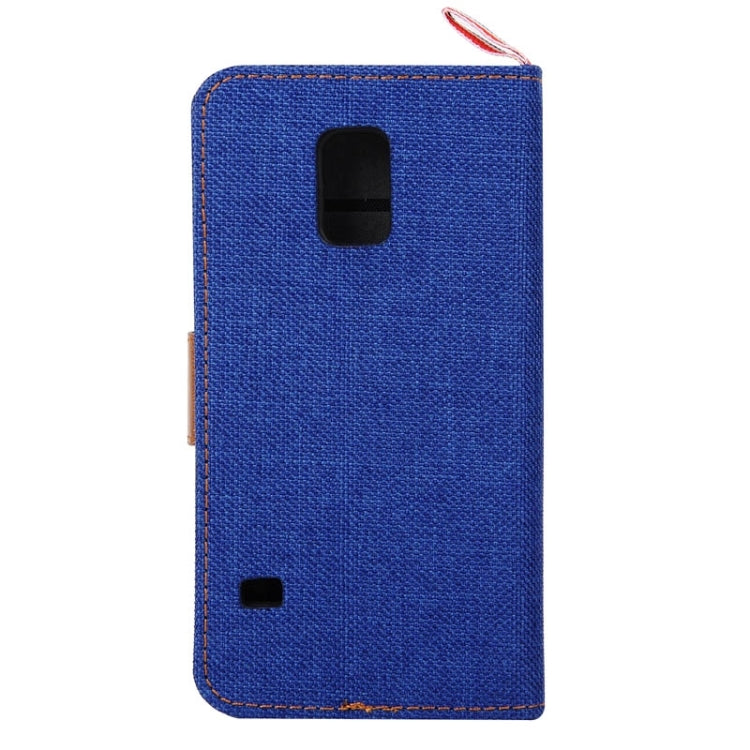 Denim Texture Horizontal Flip Leather Case with Card Slots & Holder & Lanyard for Galaxy S5 / G900