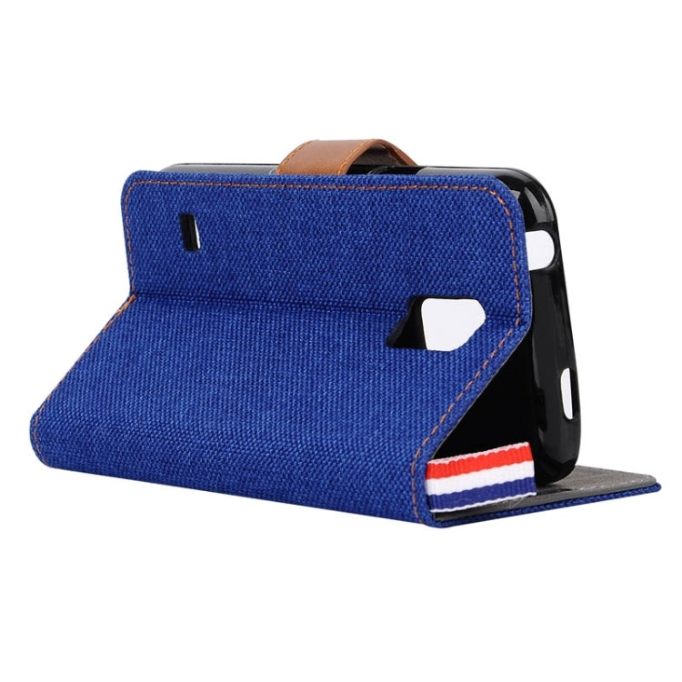Denim Texture Horizontal Flip Leather Case with Card Slots & Holder & Lanyard for Galaxy S5 / G900