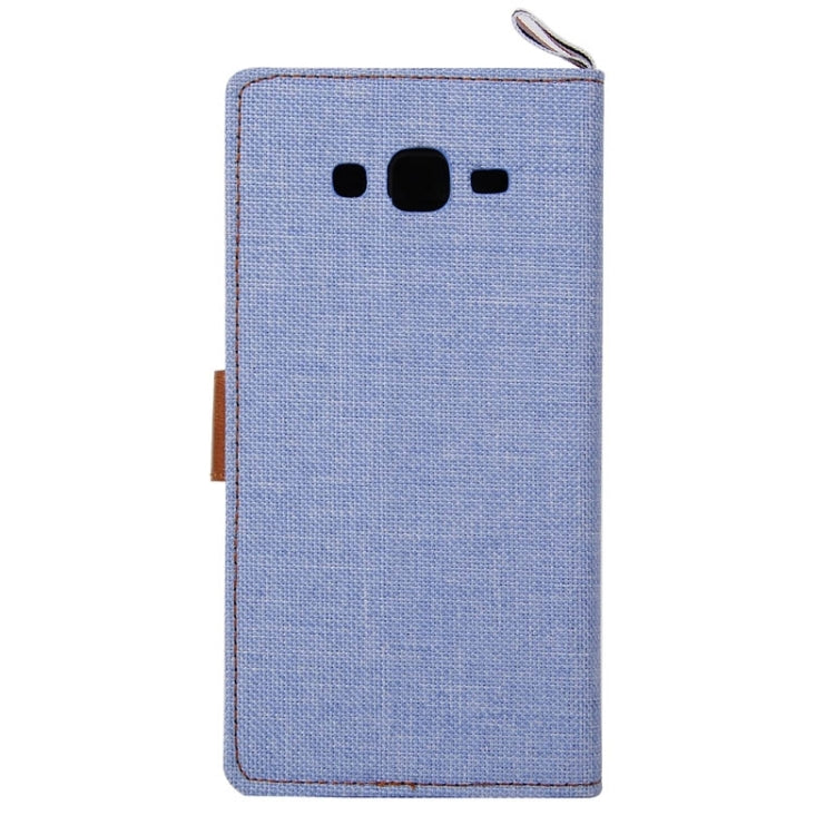 Denim Texture Horizontal Flip Leather Case with Card Slots & Holder & Lanyard for Galaxy Grand Prime / G530 / G5308W