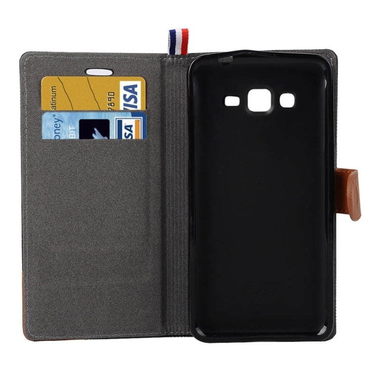 Denim Texture Horizontal Flip Leather Case with Card Slots & Holder & Lanyard for Galaxy Grand Prime / G530 / G5308W