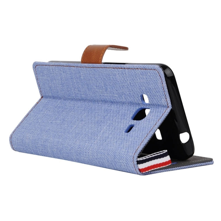 Denim Texture Horizontal Flip Leather Case with Card Slots & Holder & Lanyard for Galaxy Grand Prime / G530 / G5308W