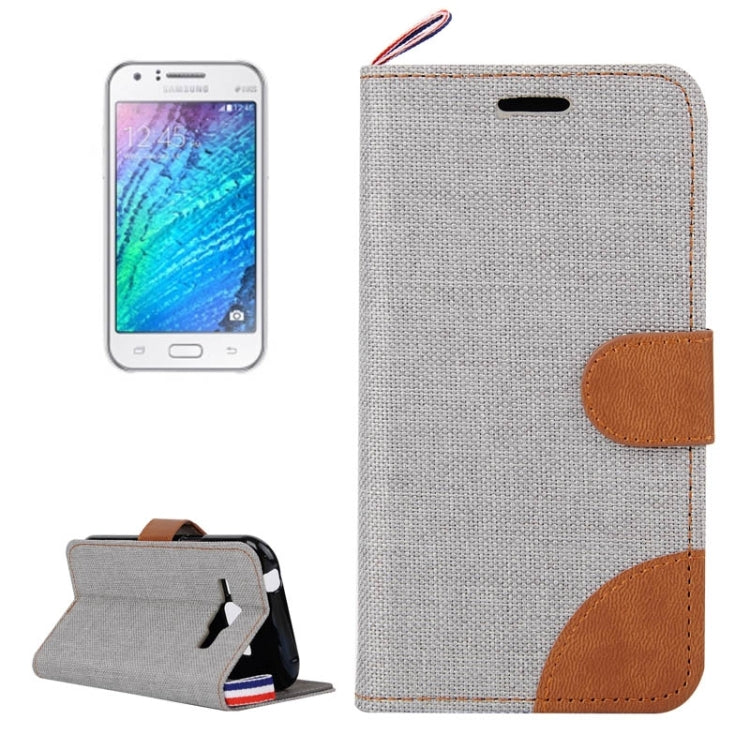 Denim Texture Horizontal Flip Leather Case with Card Slots & Holder & Lanyard for Galaxy J1 / J100