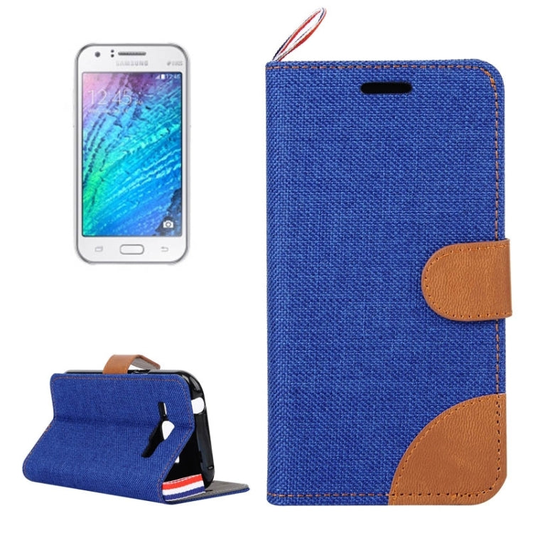 Denim Texture Horizontal Flip Leather Case with Card Slots & Holder & Lanyard for Galaxy J1 / J100