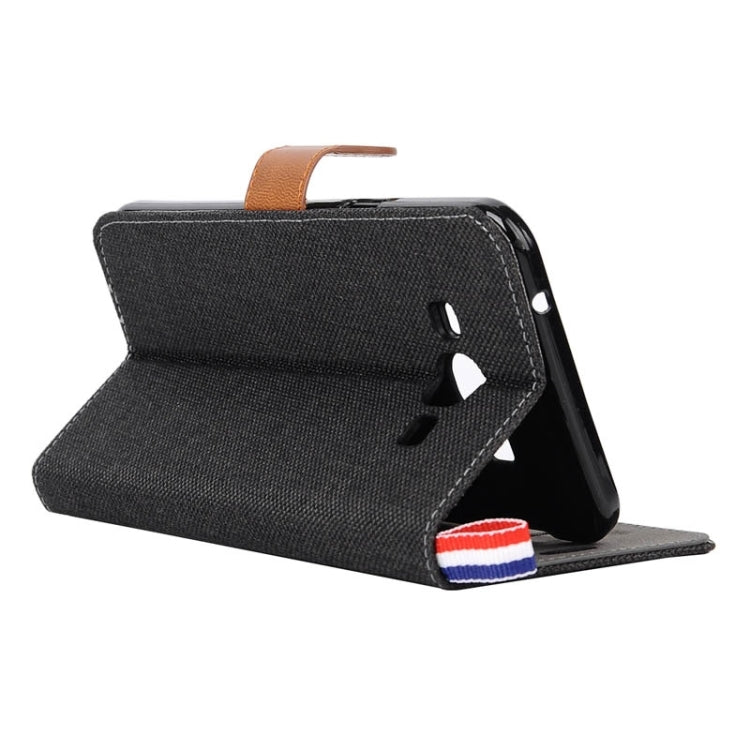 Denim Texture Horizontal Flip Leather Case with Card Slots & Holder & Lanyard for Galaxy A8