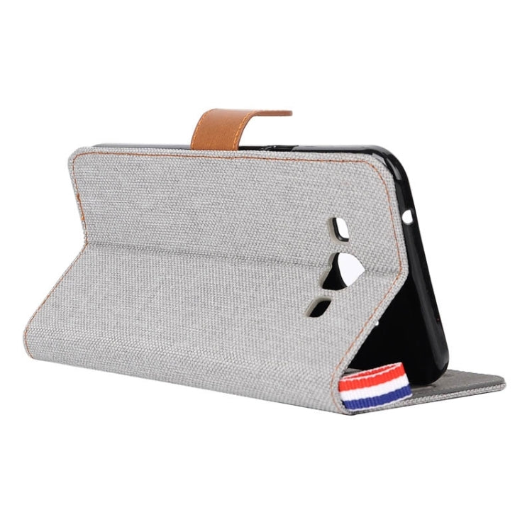 Denim Texture Horizontal Flip Leather Case with Card Slots & Holder & Lanyard for Galaxy A8