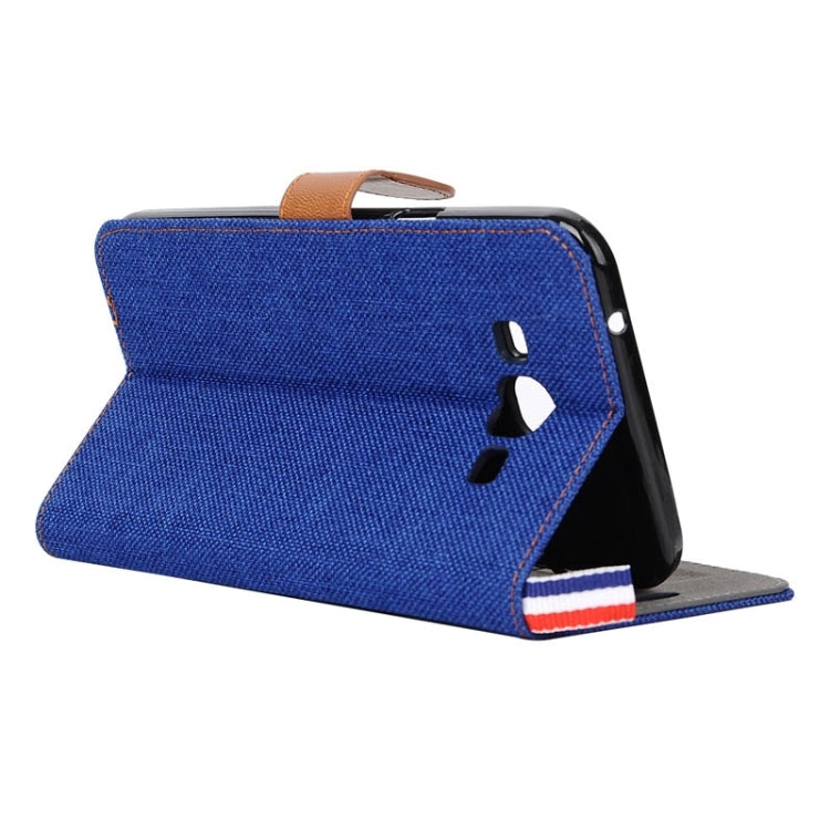 Denim Texture Horizontal Flip Leather Case with Card Slots & Holder & Lanyard for Galaxy A8