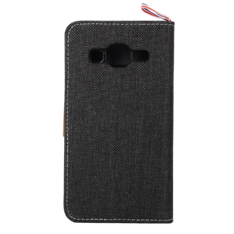 Denim Texture Horizontal Flip Leather Case with Card Slots & Holder & Lanyard for Galaxy Core Prime / G360