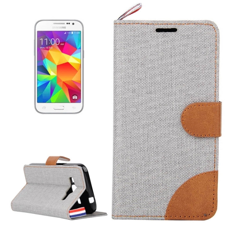 Denim Texture Horizontal Flip Leather Case with Card Slots & Holder & Lanyard for Galaxy Core Prime / G360