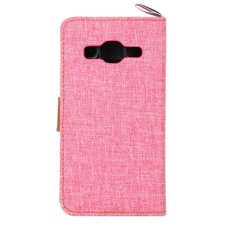 Denim Texture Horizontal Flip Leather Case with Card Slots & Holder & Lanyard for Galaxy Core Prime / G360