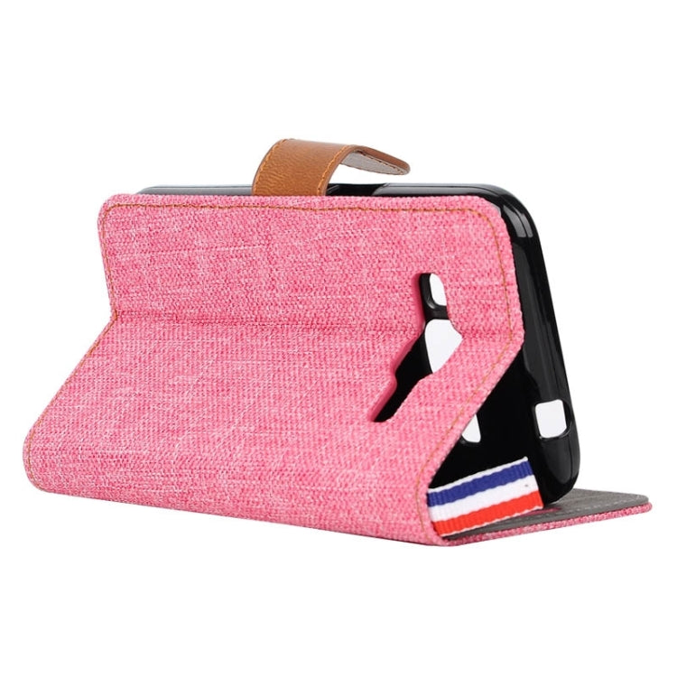 Denim Texture Horizontal Flip Leather Case with Card Slots & Holder & Lanyard for Galaxy Core Prime / G360
