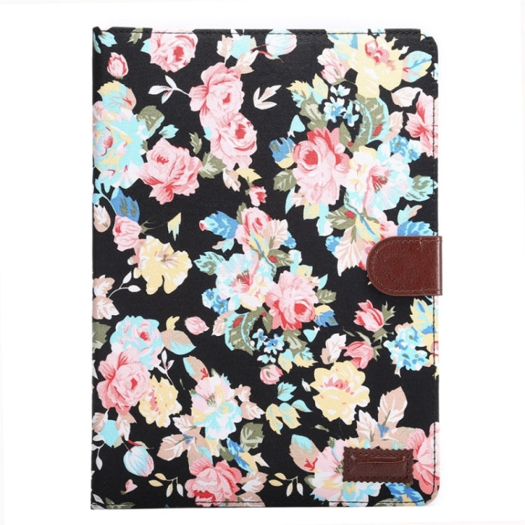 Flower Pattern Cloth Surface PU Leather Case with Holder & Card Slots & Wallet for Galaxy Tab S2 9.7 / T815(Black)