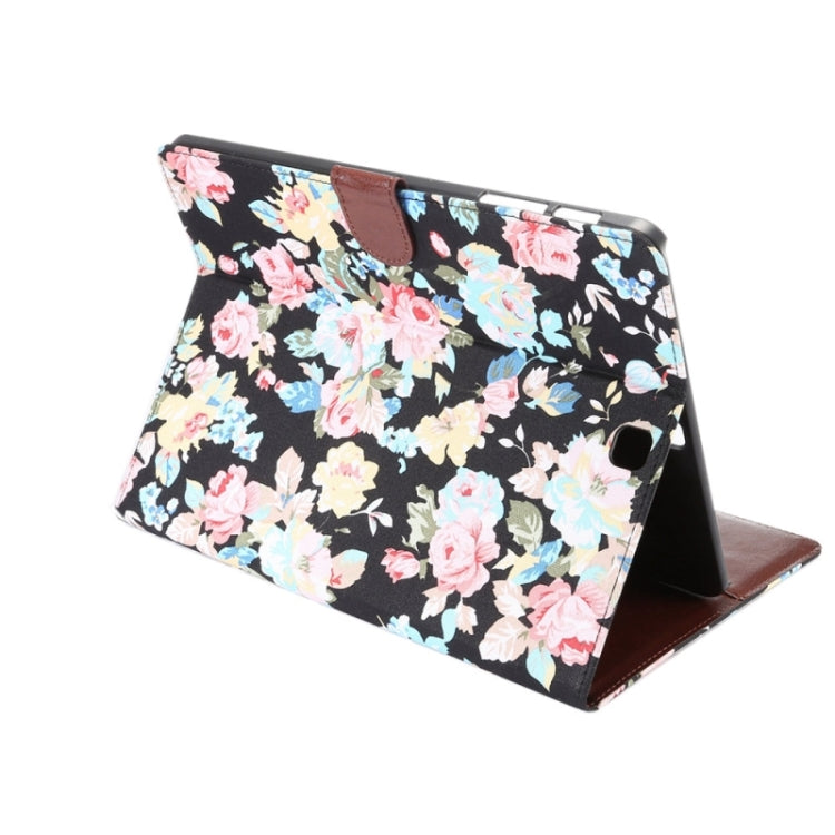 Flower Pattern Cloth Surface PU Leather Case with Holder & Card Slots & Wallet for Galaxy Tab S2 9.7 / T815(Black)