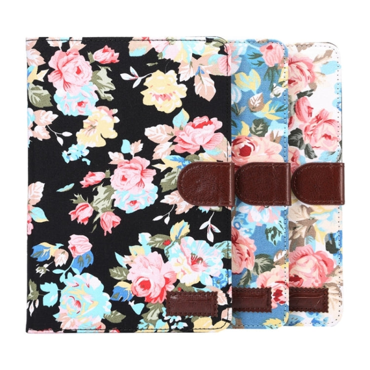 Flower Pattern Cloth Surface PU Leather Case with Holder & Card Slots & Wallet for Galaxy Tab S2 9.7 / T815(Black)