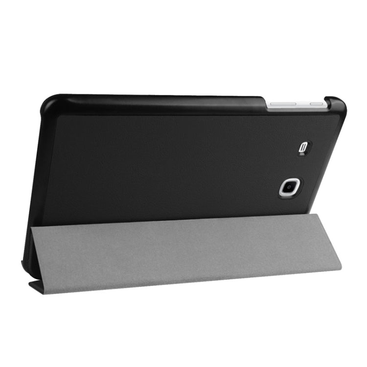3-floding Custer Texture Leather Case with Holder for Galaxy Tab E 9.6 / T560