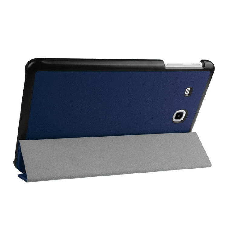 3-floding Custer Texture Leather Case with Holder for Galaxy Tab E 9.6 / T560