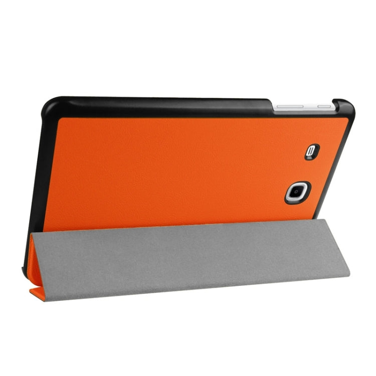 3-floding Custer Texture Leather Case with Holder for Galaxy Tab E 9.6 / T560