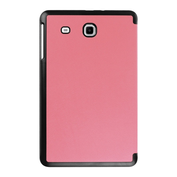 3-floding Custer Texture Leather Case with Holder for Galaxy Tab E 9.6 / T560
