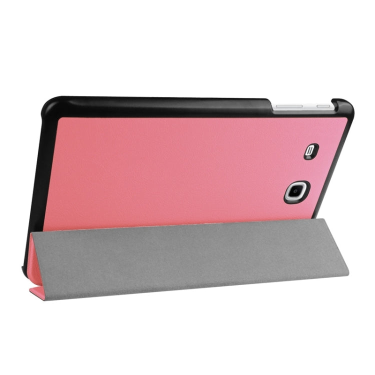 3-floding Custer Texture Leather Case with Holder for Galaxy Tab E 9.6 / T560