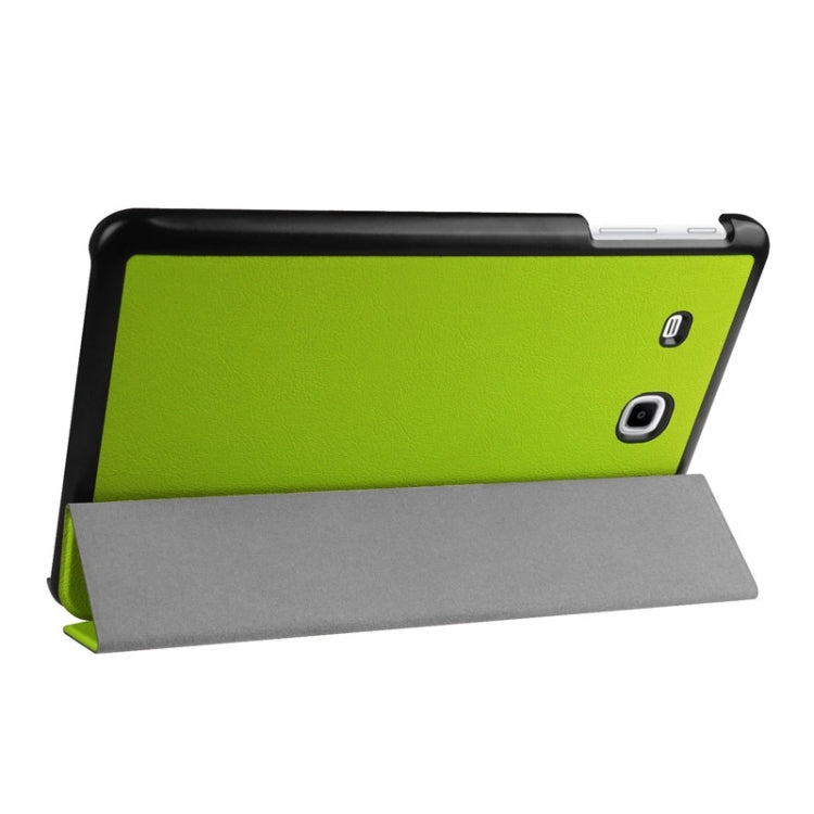 3-floding Custer Texture Leather Case with Holder for Galaxy Tab E 9.6 / T560