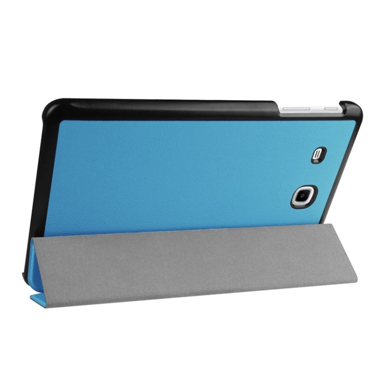 3-floding Custer Texture Leather Case with Holder for Galaxy Tab E 9.6 / T560