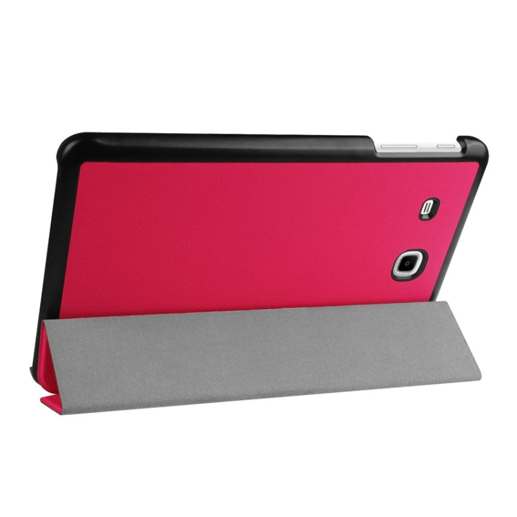 3-floding Custer Texture Leather Case with Holder for Galaxy Tab E 9.6 / T560