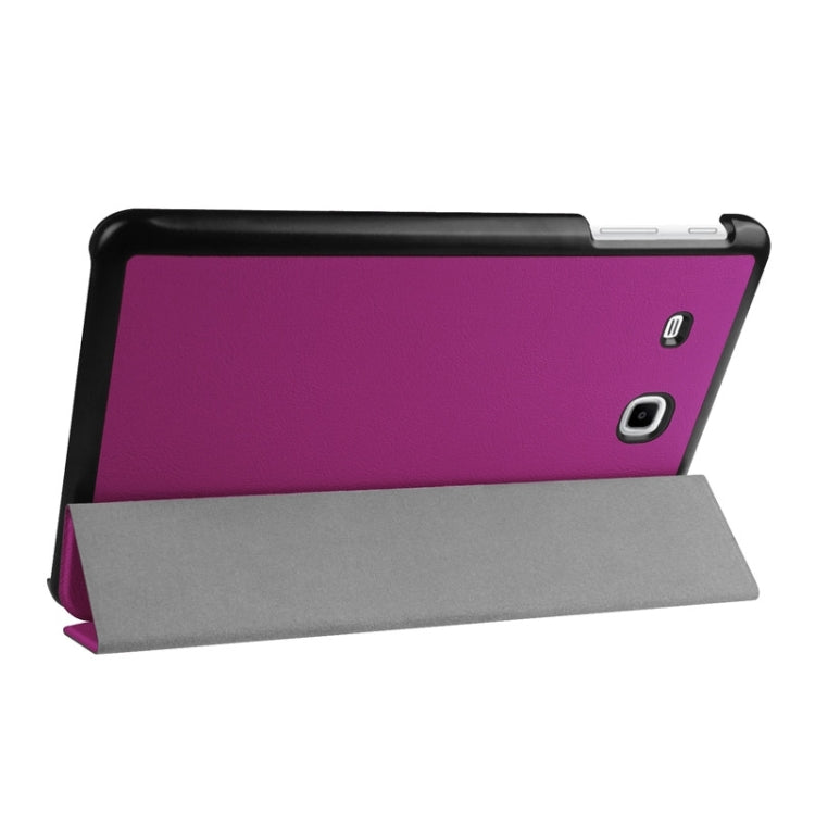 3-floding Custer Texture Leather Case with Holder for Galaxy Tab E 9.6 / T560