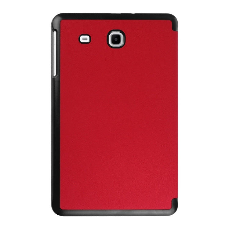 3-floding Custer Texture Leather Case with Holder for Galaxy Tab E 9.6 / T560