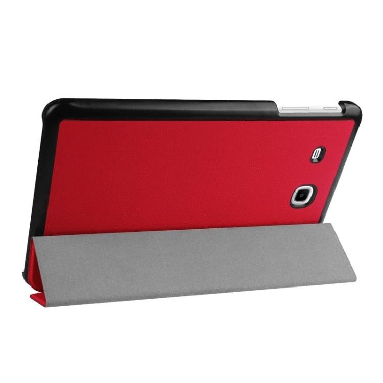 3-floding Custer Texture Leather Case with Holder for Galaxy Tab E 9.6 / T560