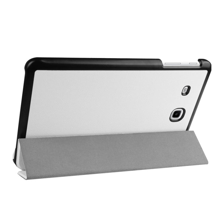 3-floding Custer Texture Leather Case with Holder for Galaxy Tab E 9.6 / T560