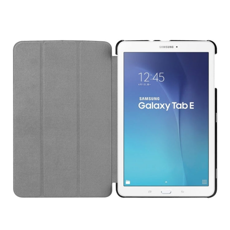 3-floding Custer Texture Leather Case with Holder for Galaxy Tab E 9.6 / T560