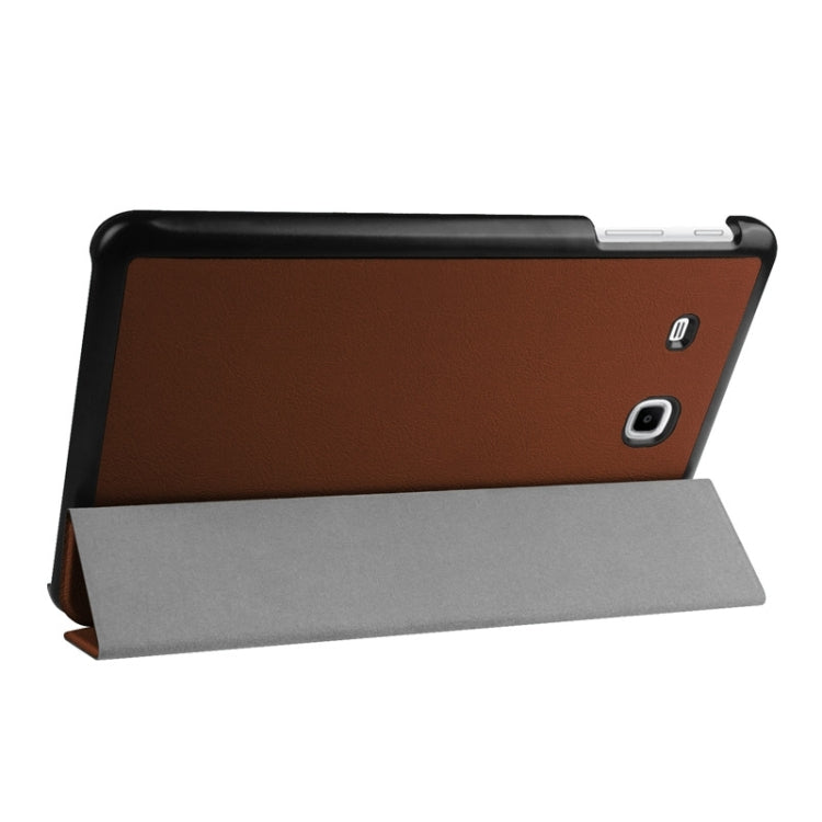 3-floding Custer Texture Leather Case with Holder for Galaxy Tab E 9.6 / T560