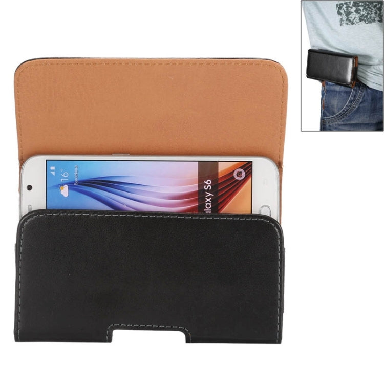 For iPhone X , Galaxy S7 / S6 / S5 / i9082 5.2 inch Sheepskin Texture Universal Rotatable Horizontal Style Leather Case with Belt Hole(Black)