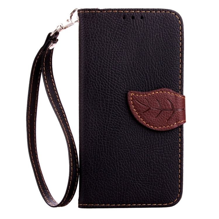 Leaf Magnetic Snap Litchi Texture Horizontal Flip Leather Case with Card Slots & Holder & Lanyard for Galaxy A8 / A800
