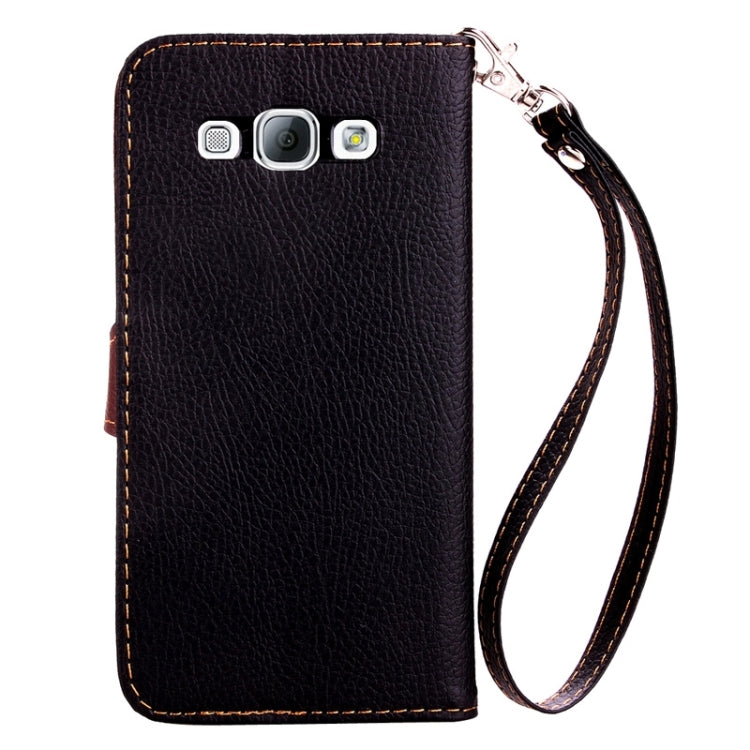 Leaf Magnetic Snap Litchi Texture Horizontal Flip Leather Case with Card Slots & Holder & Lanyard for Galaxy A8 / A800