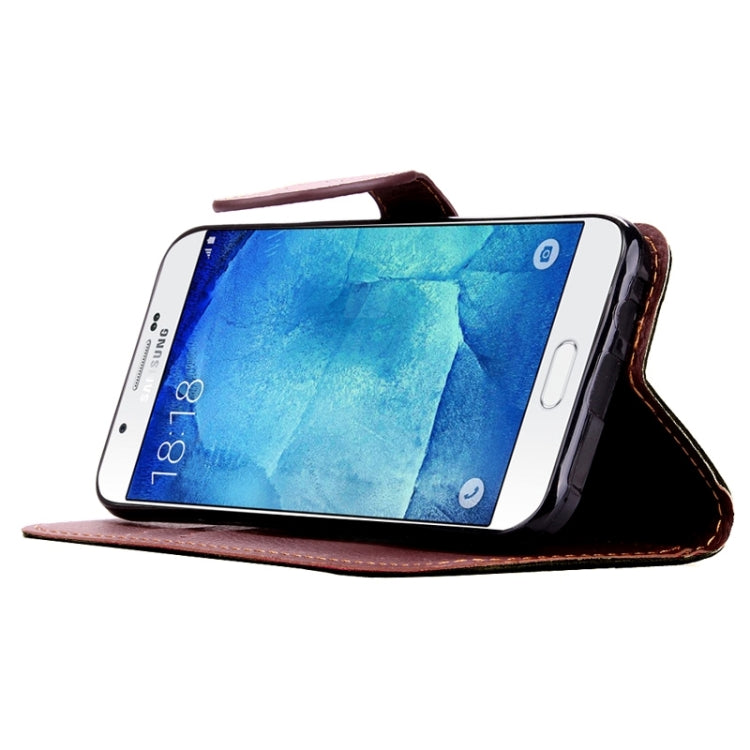 Leaf Magnetic Snap Litchi Texture Horizontal Flip Leather Case with Card Slots & Holder & Lanyard for Galaxy A8 / A800