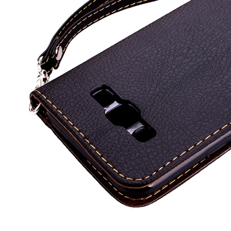 Leaf Magnetic Snap Litchi Texture Horizontal Flip Leather Case with Card Slots & Holder & Lanyard for Galaxy A8 / A800
