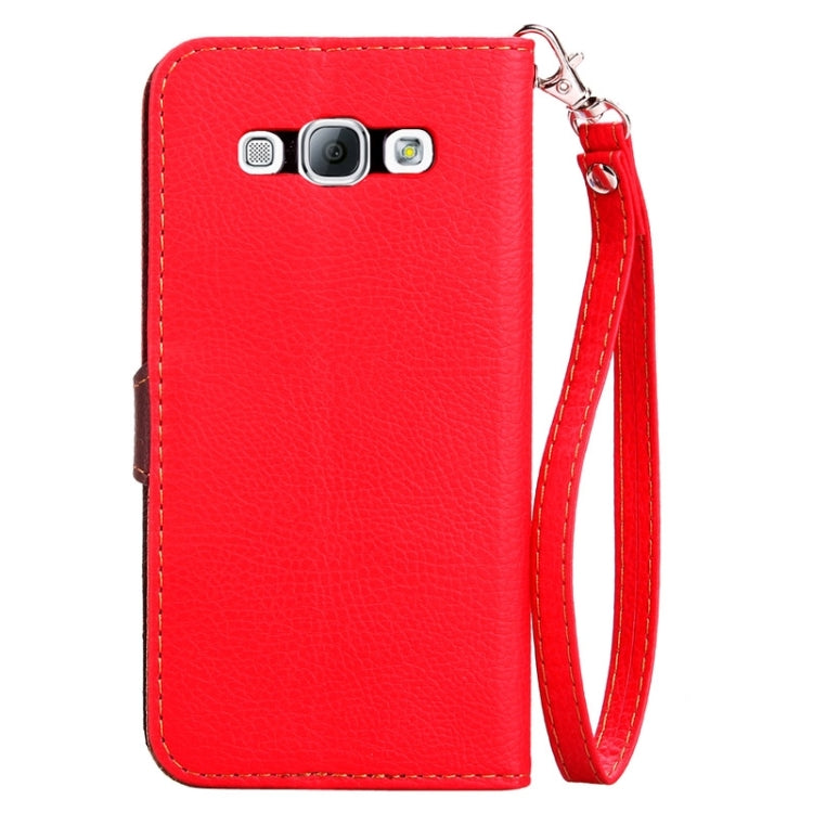 Leaf Magnetic Snap Litchi Texture Horizontal Flip Leather Case with Card Slots & Holder & Lanyard for Galaxy A8 / A800