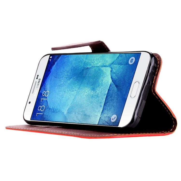 Leaf Magnetic Snap Litchi Texture Horizontal Flip Leather Case with Card Slots & Holder & Lanyard for Galaxy A8 / A800