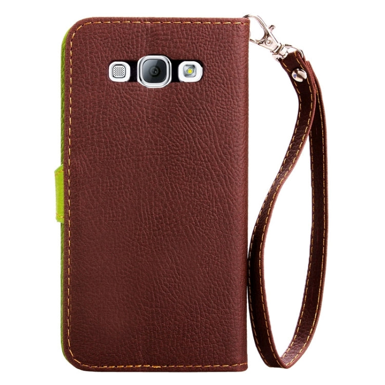 Leaf Magnetic Snap Litchi Texture Horizontal Flip Leather Case with Card Slots & Holder & Lanyard for Galaxy A8 / A800