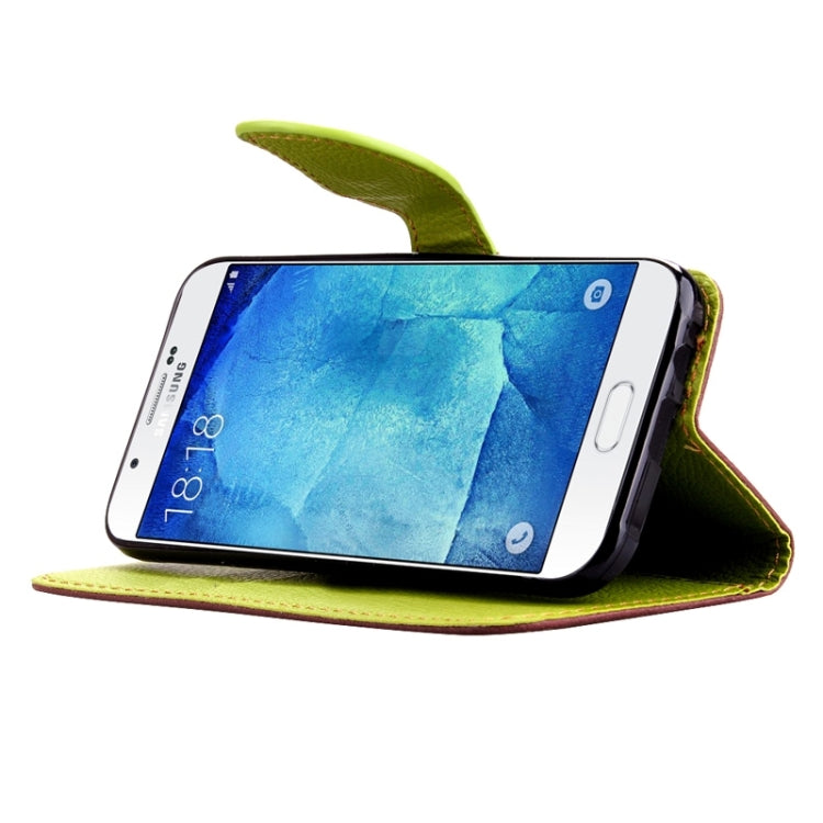 Leaf Magnetic Snap Litchi Texture Horizontal Flip Leather Case with Card Slots & Holder & Lanyard for Galaxy A8 / A800