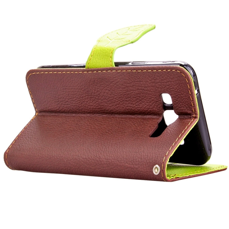 Leaf Magnetic Snap Litchi Texture Horizontal Flip Leather Case with Card Slots & Holder & Lanyard for Galaxy A8 / A800