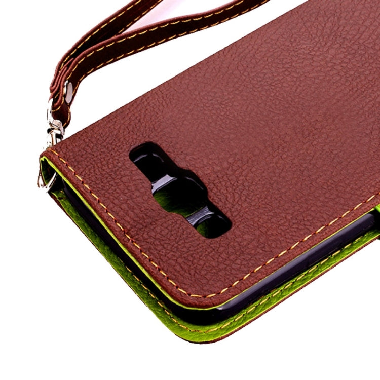 Leaf Magnetic Snap Litchi Texture Horizontal Flip Leather Case with Card Slots & Holder & Lanyard for Galaxy A8 / A800