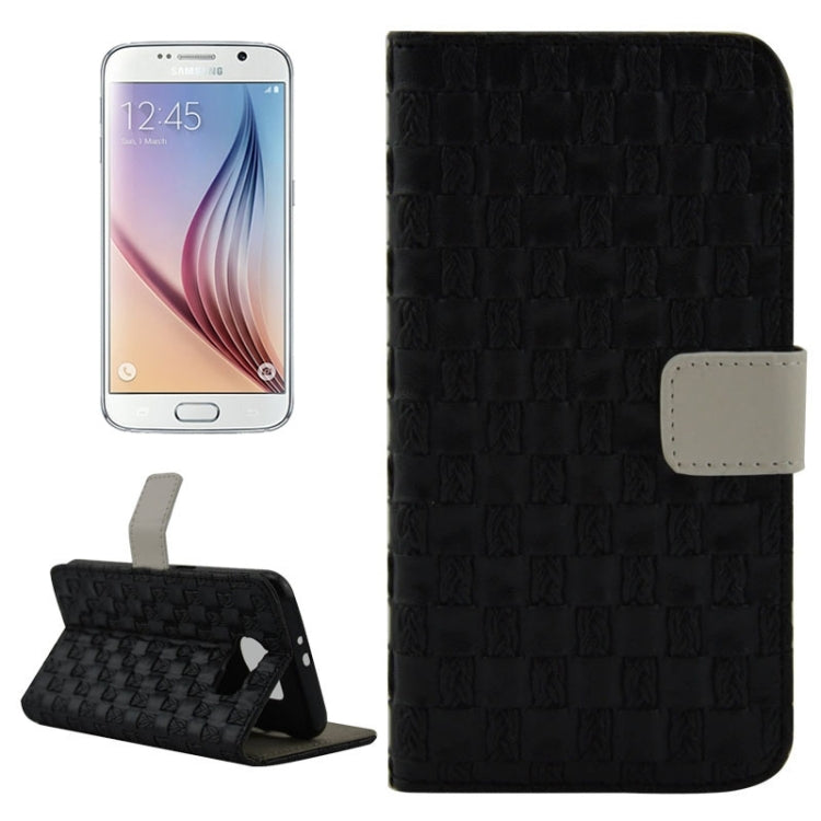 For Galaxy S6 / G920 Woven Texture Leather Case with Holder & Card Slots & Wallet