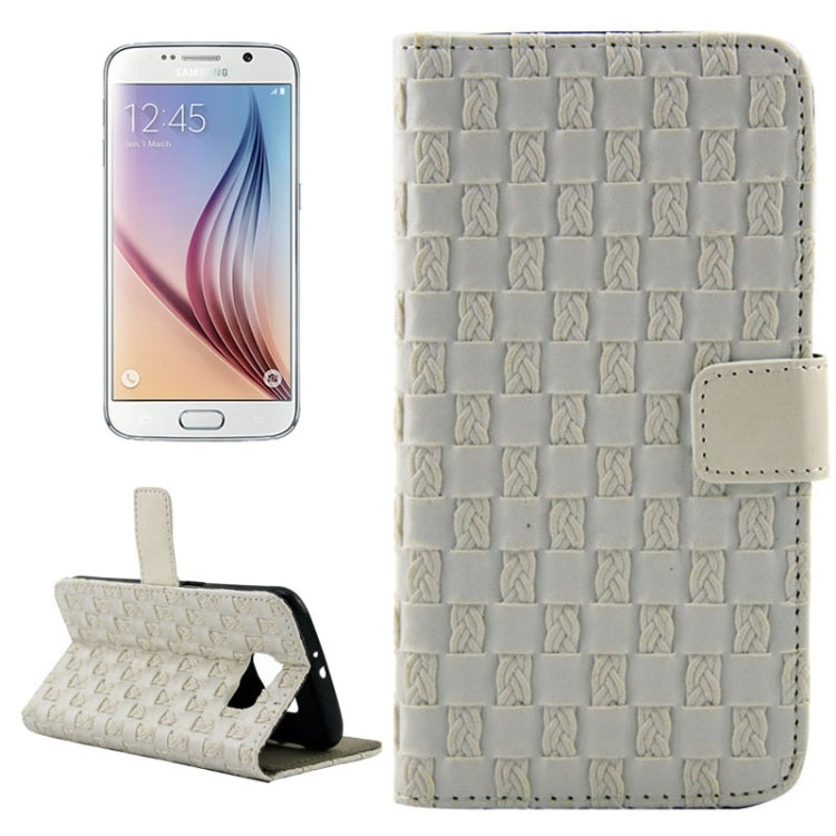 For Galaxy S6 / G920 Woven Texture Leather Case with Holder & Card Slots & Wallet