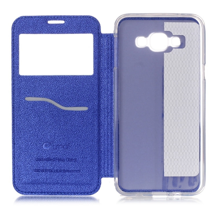 UFO Flavedo Texture Horizontal Flip Leather Case with Caller ID Display & Holder & Card Slot for Galaxy A8 / A800F