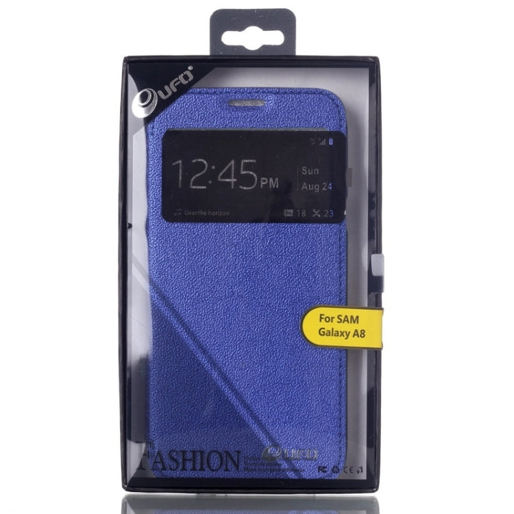 UFO Flavedo Texture Horizontal Flip Leather Case with Caller ID Display & Holder & Card Slot for Galaxy A8 / A800F