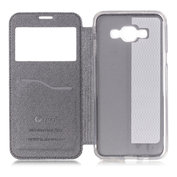 UFO Flavedo Texture Horizontal Flip Leather Case with Caller ID Display & Holder & Card Slot for Galaxy A8 / A800F